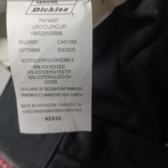 Dickies Loose Fit Double Knee Work Pants Men's 42x32 Black Straight Leg - Picture 5 of 7